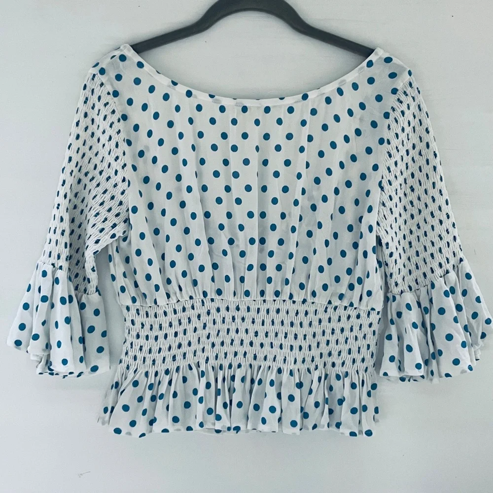 Free People Polka Dot Milkmaid Crop Top Small Cottagecore Boho Festival Fairy